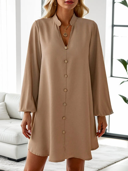 Damklänning Midi Långärmad V-Neck Polyester A-linje-1