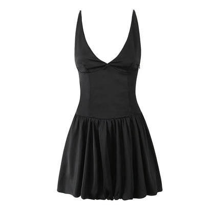 Korta Klänningar Dam A-Line V-ringning Polyester Minikjol-1