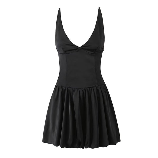 Korta Klänningar Dam A-Line V-ringning Polyester Minikjol-1