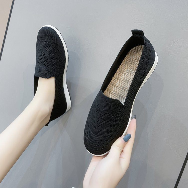 Kvinnors Slip-On Sneakers Andningsbart Stickat Gummi 5