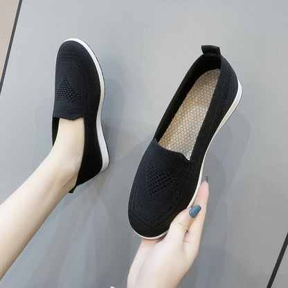 Kvinnors Slip-On Sneakers Andningsbart Stickat Gummi 5