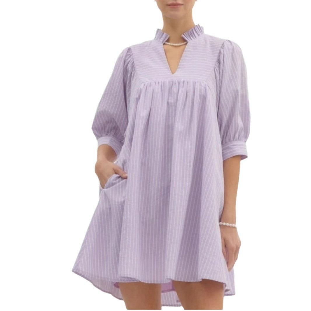 Kvinna A-linje Klänning V-ringning Tryckt Polyester-6