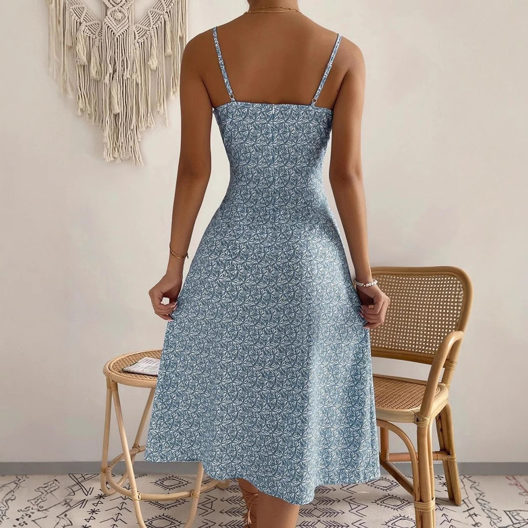 Dam Midi Klänning Blommig Elegant Polyester Långärmad-3