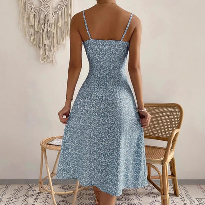 Dam Midi Klänning Blommig Elegant Polyester Långärmad-3