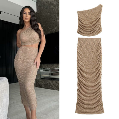 Dam Festtopp Asymmetrisk Ärmlös Polyester-2