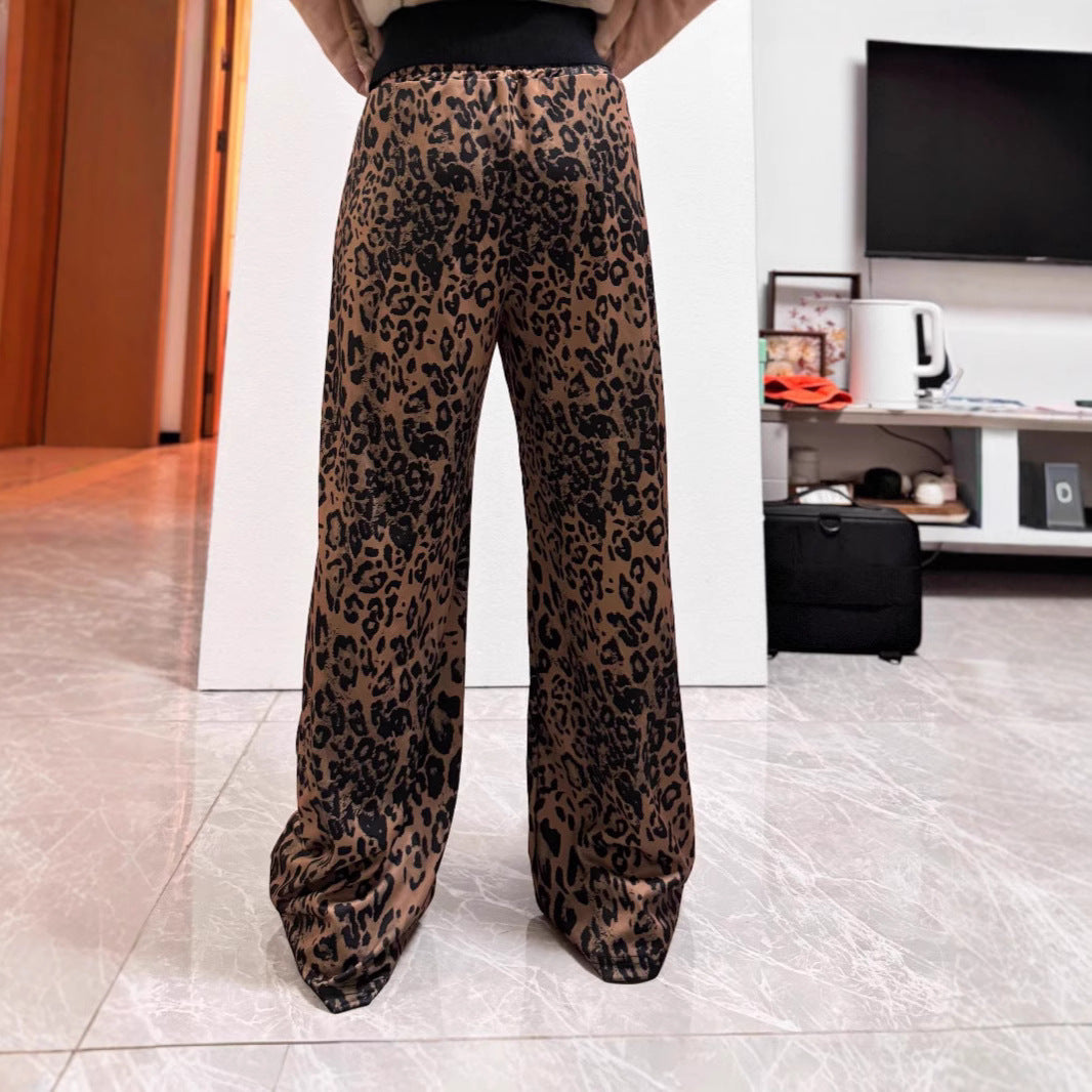 Kvinnors Raka Byxor Leopardmönster Streetwear Spandex Tyg-3