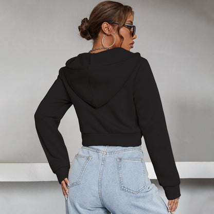 Dam Crop Hoodie Modern Design Mjuk Material 3