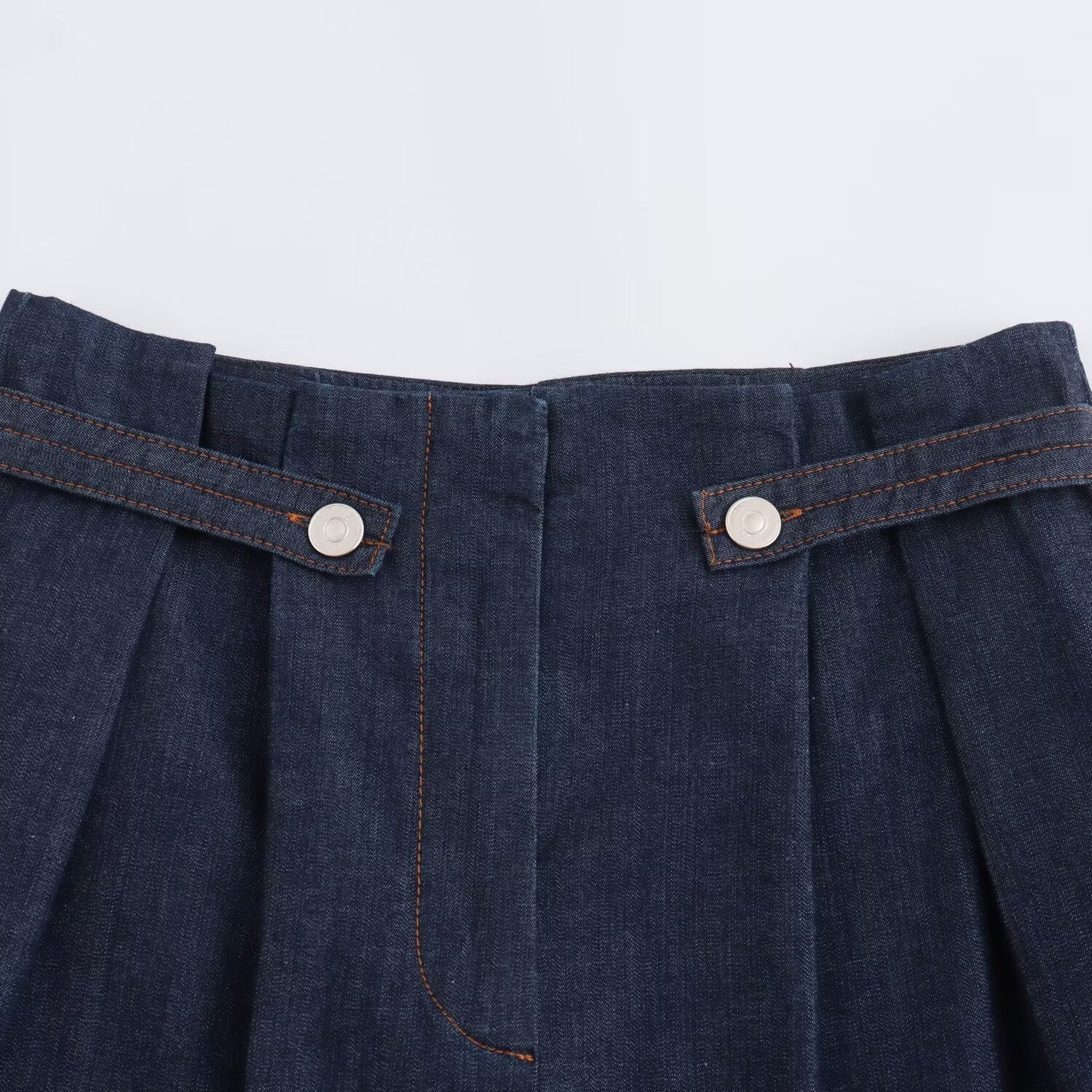 Kvinnliga Jeansshorts Vid Passform Dekorativa Detaljer Denim 3