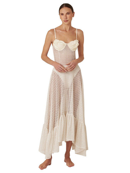 Virkad Dam Klänning Med Eleganta Volanger i Andningsbart Material – Fina Damklänningar För Sommarens Festligheter 4