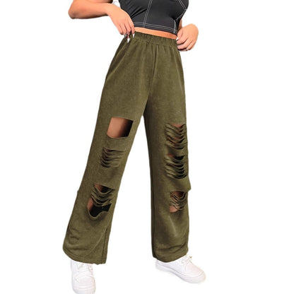 Dam Fritidsbyxor Bred Passform med Utskärningar Andningsbart Material 5