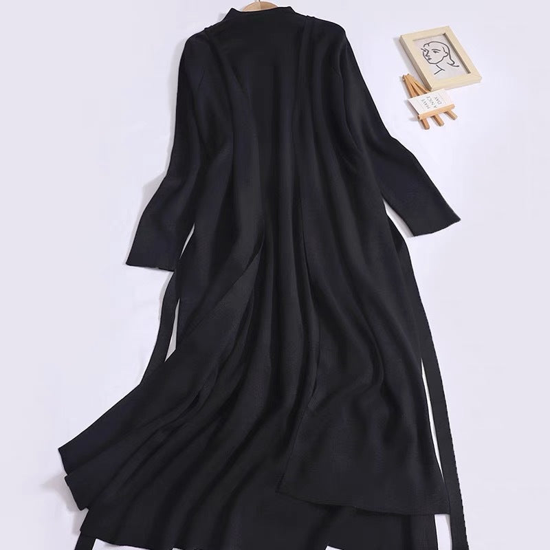Dam Klänningsset Maxi Spandex med Skjortajacka och Ärmlös Design-1