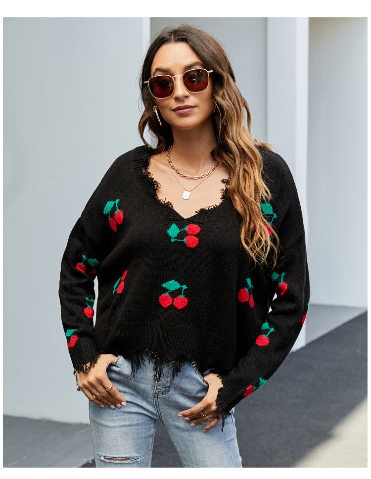 Dam Tröja V-ringad Akryl Normal Passform-6