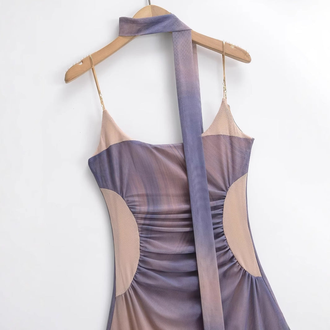 Dam Maxiklänning Flödande Tyg med Wrap Detalj-3