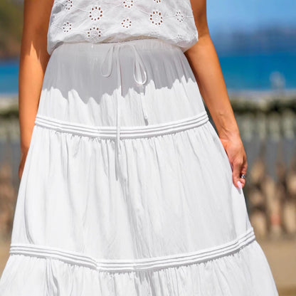 Dam Lång Kjol A-linjeformad Polyester Elegant Tidlös-5