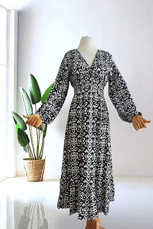 Variant image for Kvinna Lång Klänning Elegant Polyester Flödande-1