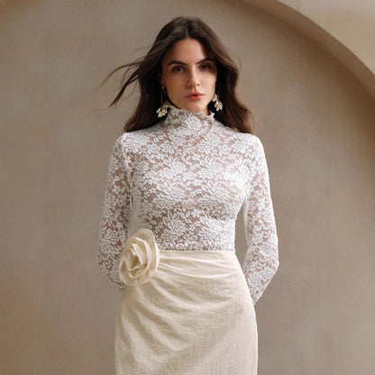 Dam Turtleneck T-shirt Långärmad Stretchig Nylon-2