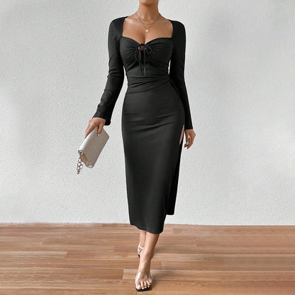 Kvinnors Midi Klänning med Fyrkantig Halsringning och A-Linjeform – Högkvalitativt Tyg, Perfekt för Sommarfest och Bröllop 4