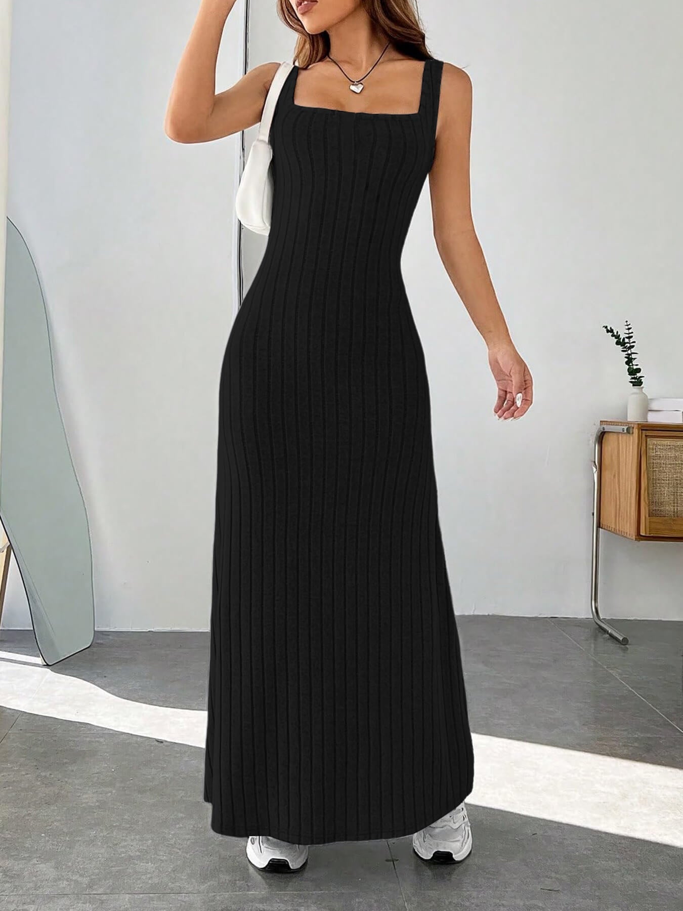 Variant image for Maxiklänning Dam Hög Midja Spaghettisnören Polyester Lång Klänning-1