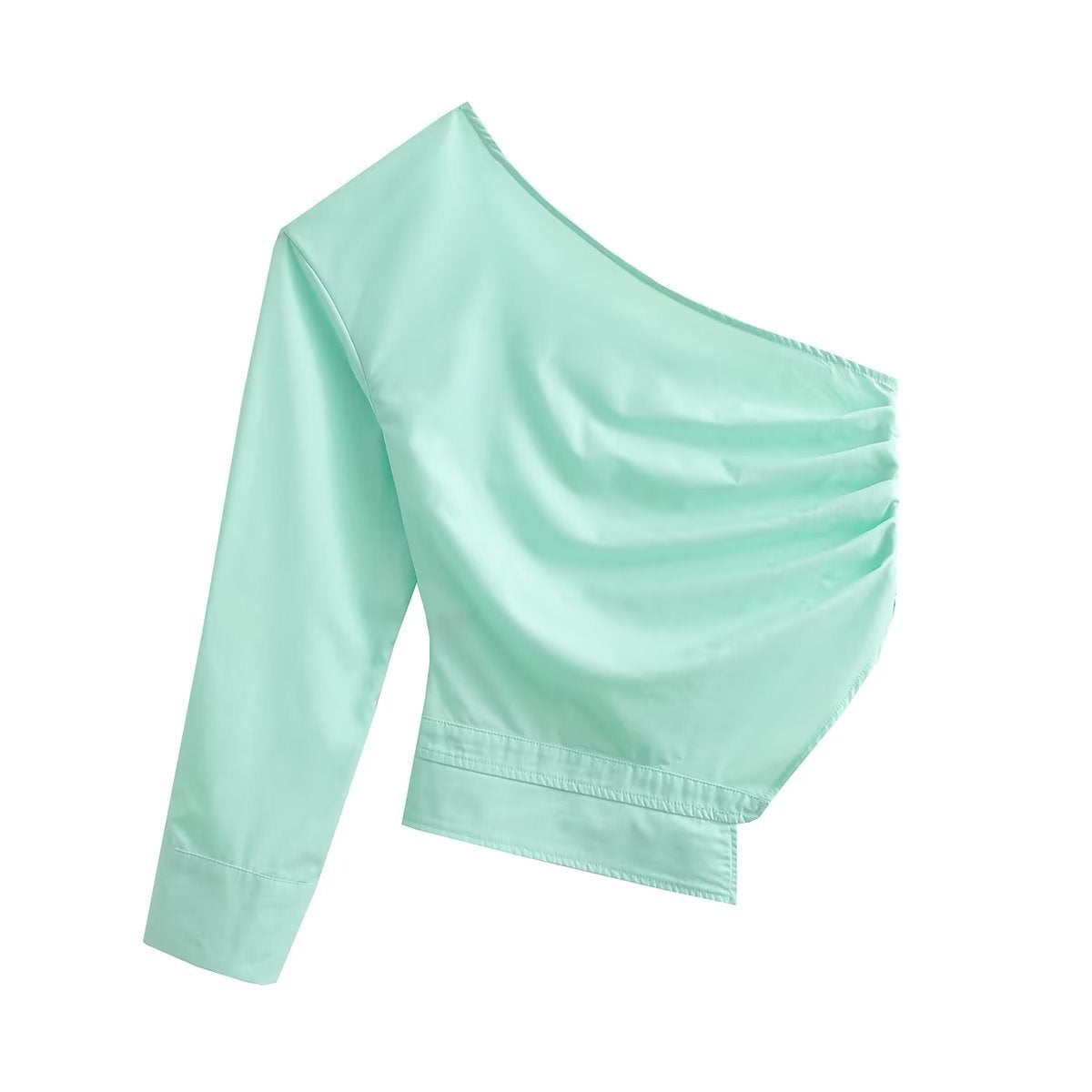 Festtoppar Dam Rüschentop Slim Fit Polyester med Asymmetrisk Krage-4