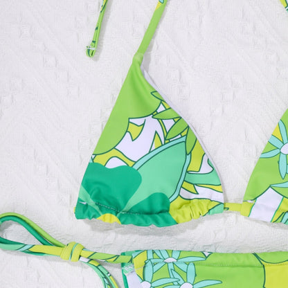 Damtriangelbikini Blommig Justerbara Remmar Snabbtorkande Material-4