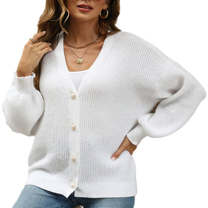 Dam Kappa V-ringad Tröja Löst Sittande Akryl-3