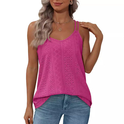 Dam Tank Top Ärmlös Rund Krage Polyester Lätt-5