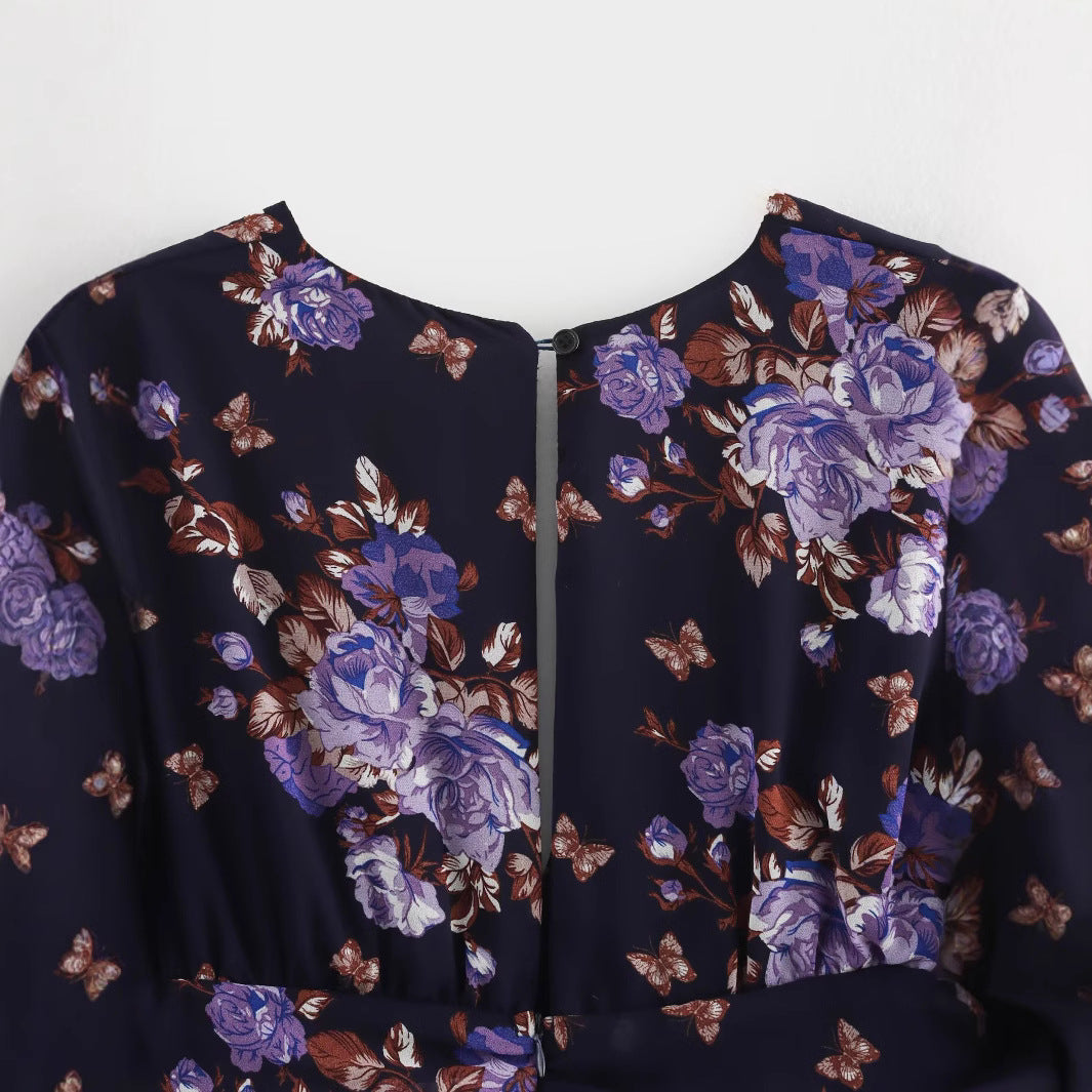 Damklänning A-linje Blommig Lång Polyester 4