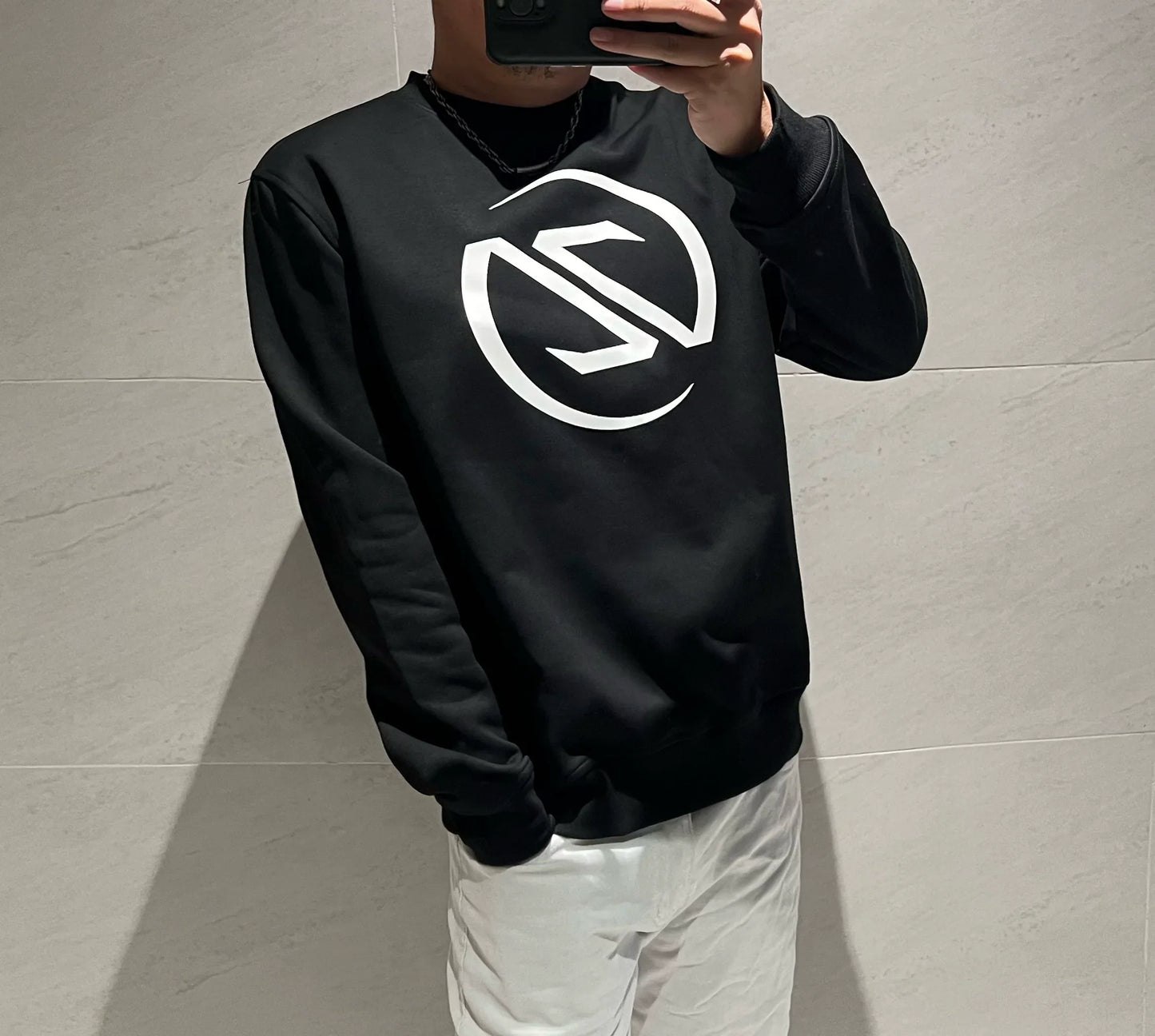 Herr Tröja Tjock Rund Nacke 100% Bomull Lång Ärmar-5