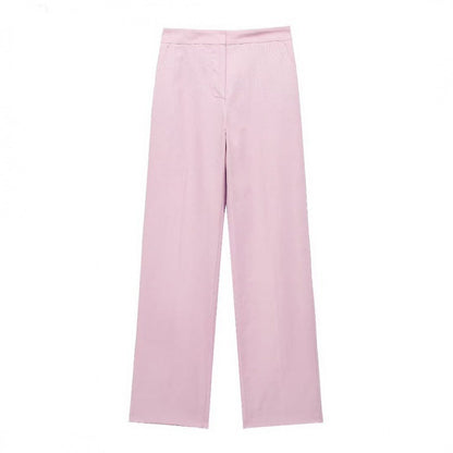 Herr Fritidsuppsättning Sommarkläder Linne Västrock och Långa Byxor-4