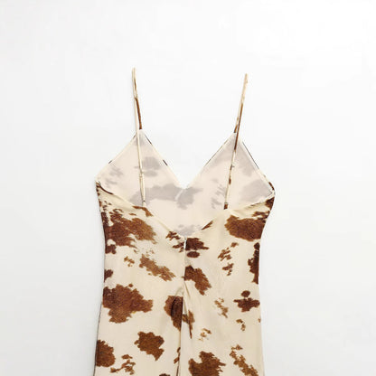 Dam Midi-klänning V-ringad Polyester Färgblock-4