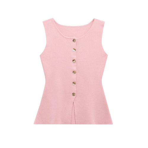 Kvinnors Topp Asymmetrisk Design Stickad Material-1