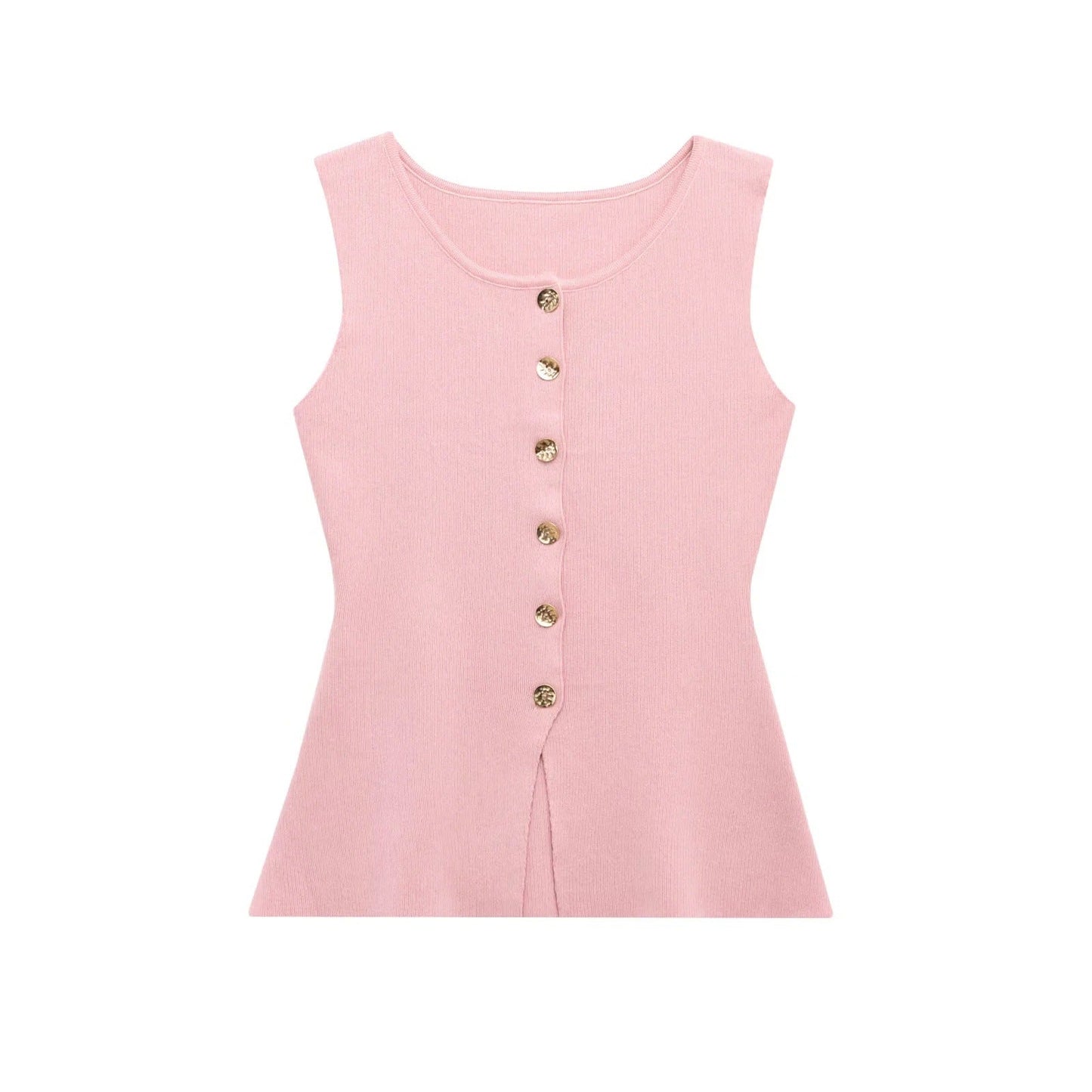 Variant image for Kvinnors Topp Asymmetrisk Design Stickad Material-1