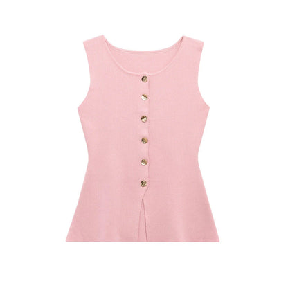 Variant image for Kvinnors Topp Asymmetrisk Design Stickad Material-1