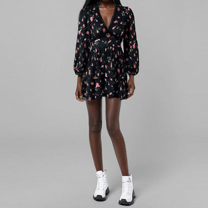 Variant image for Kvinnor Kort Klänning V-hals Spets Polyester-61