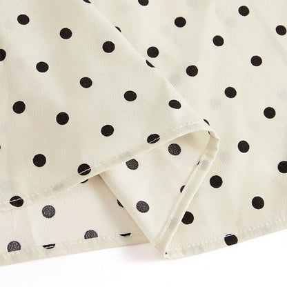 Kvinnors Långärmad Skjorta Punktmönster Polyester V-Ringning-5