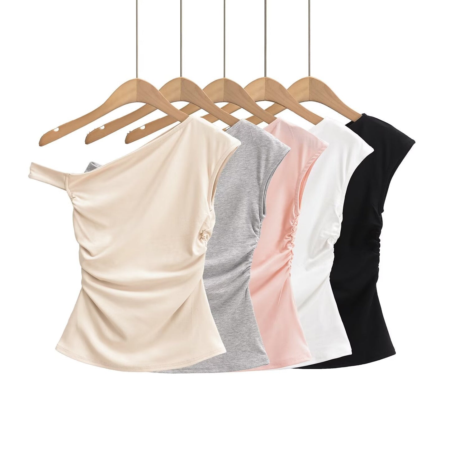 Kvinnors Festtop Asymmetrisk Halsringning Dekorativ Samling Elastisk Blandning-2