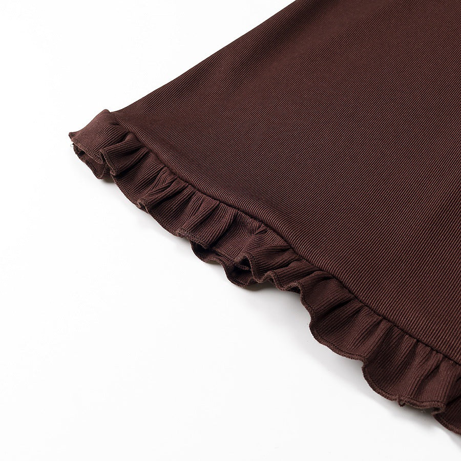 Kvinnors Lång Klänning Rüsch Detaljer Andningsbart Tyg 4