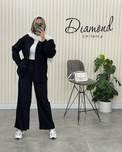 Variant image for Dam Långärmad Skjorta och Raka Benbyxor Polyester Elegant Outfit-9