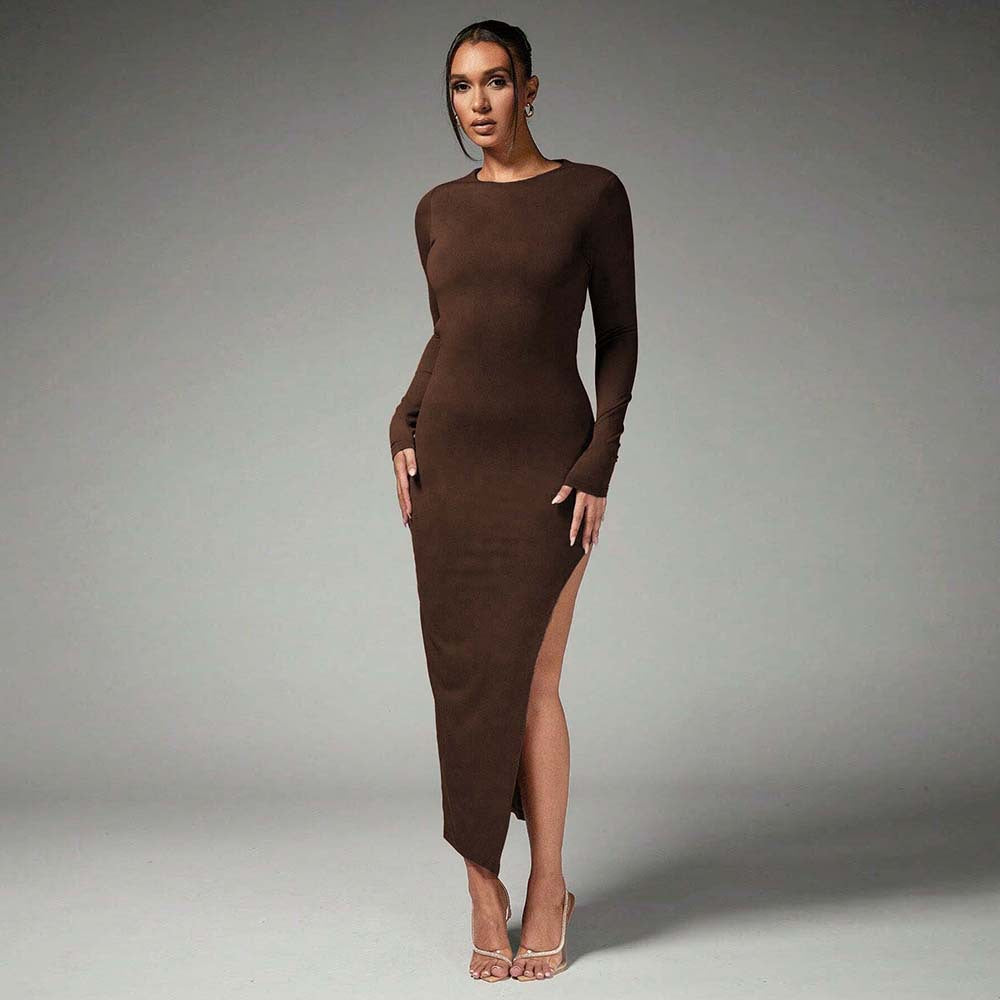 Dam Midi Kjol Hög Midja Slim Fit Polyester-5