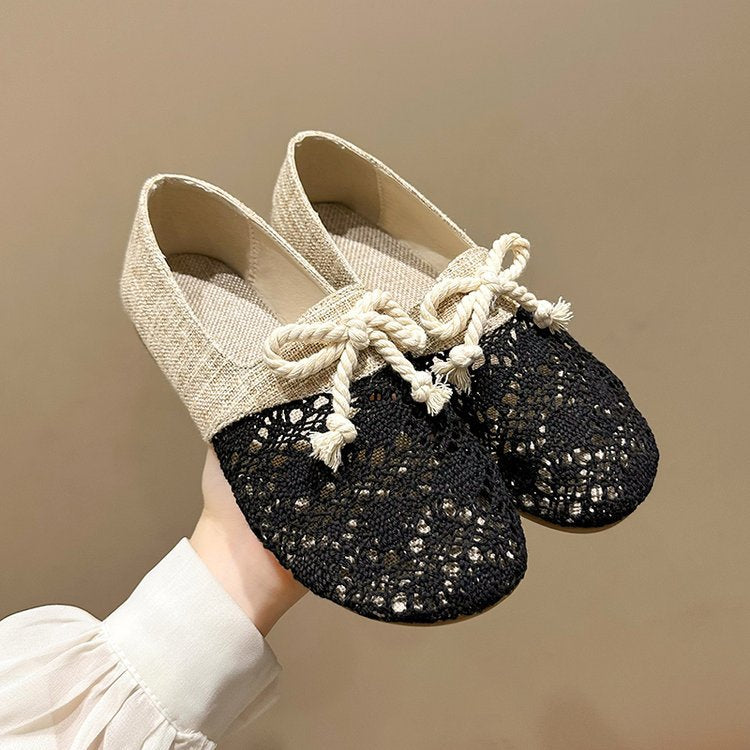 Kvinnors Ballerinas Virkad Design Högkvalitativt Material-3