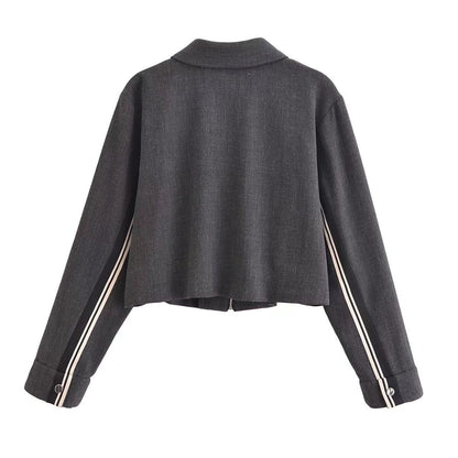 Dam Långärmad Jacka Randig Polyester med Fritidsbyxor-2