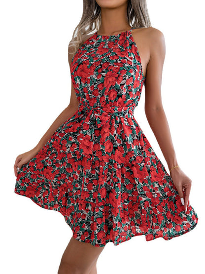 Fina Dam Klänningar Blommig A-Linjeformad Ärmlös Polyester Kort-5