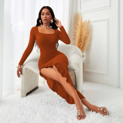 Fina Dam Klänningar Midi Klänning Fyrkantig Halsringning Polyester-4