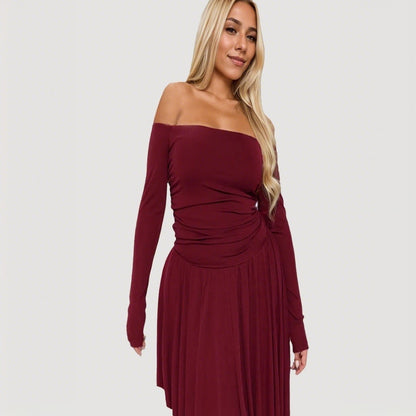 Kvinna Midi Kjol Hög Midja A-Line Polyester-5