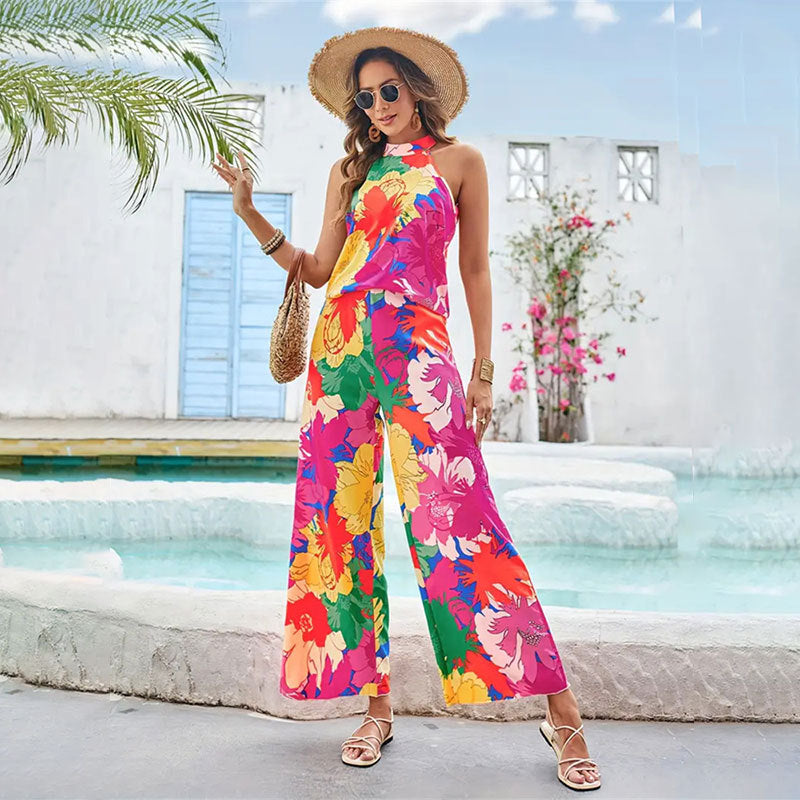 Dam Jumpsuit Blommig Design Vida Ben Andningsbart Material 3