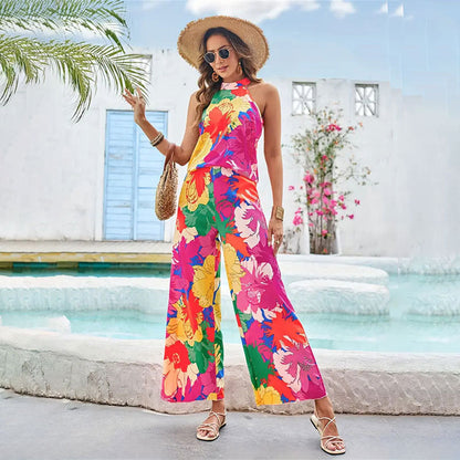 Dam Jumpsuit Blommig Design Vida Ben Andningsbart Material 3