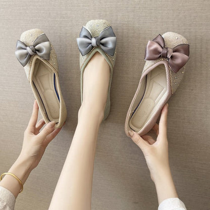 Eleganta Ballerinas i Skimrande Syntetiskt Material med Glittrande Detaljer – Bekväm Passform för Vardag och Fest 4