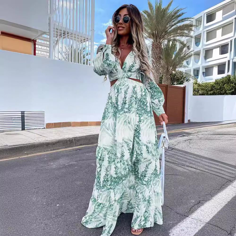 Kvinna A-Line Klänning Långärmad V-ringning Polyester 3