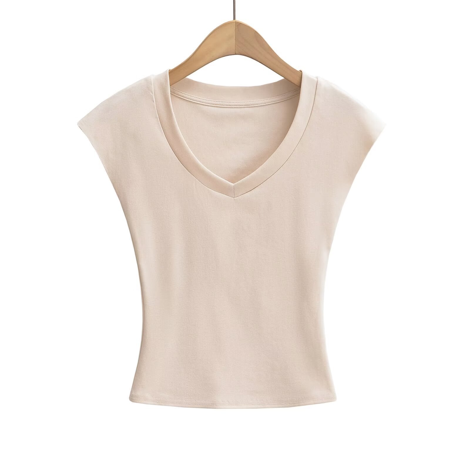 Kvinnors T-shirt V-hals Modern Snitt 100% Bomull 1