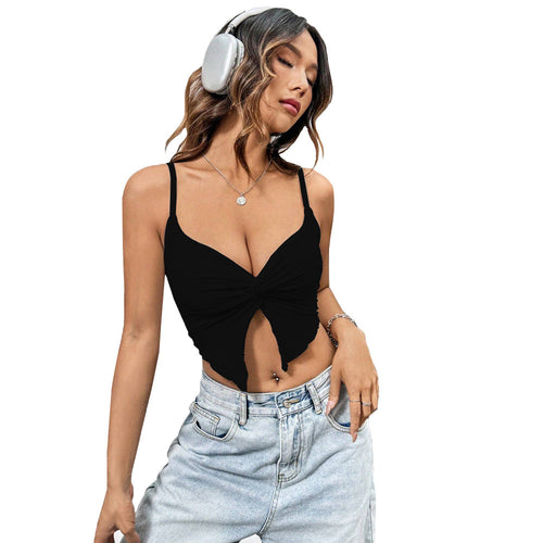 Dam Slim Fit Topp Rynkade Detaljer Polyester-1